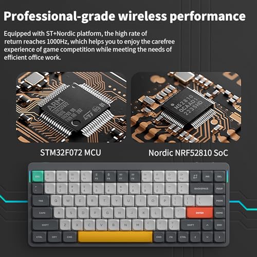 Image of nuphy Air75 V2 Portable 75% Mechanical Keyboard,Wireless Keyboard,Supports Bluetooth /2.4G /USB-C RGB Bluetooth Keyboards,Compatible with Windows /Mac OS /Linux Systems Grey-Gateron Wisteria Switch