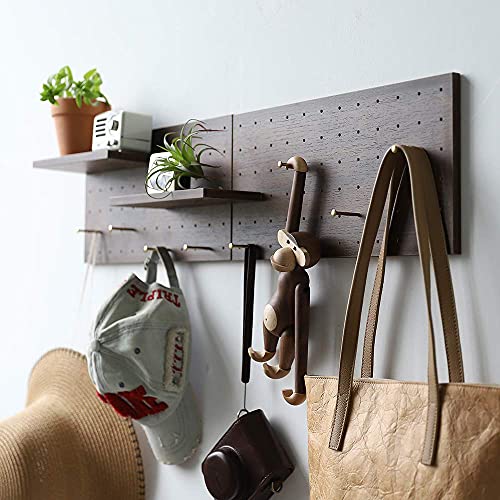 Image of Wooden Pegboard Modular Display Organization Storage Wall Hooks Shelf (Color:Oak)