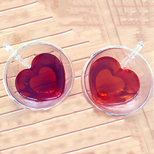 image for Glow Castle Heat resistant creative double layer heart cup cup clear g