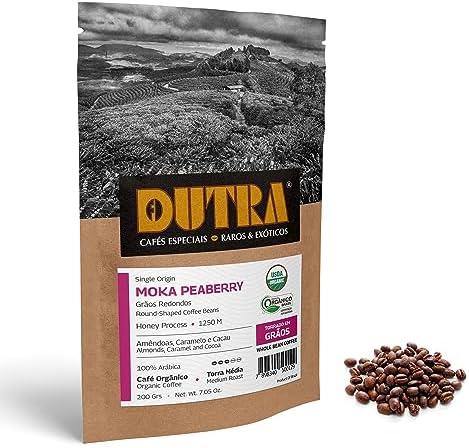 Café Dutra Moka Torrado em Grãos Torra Média, Moka Peaberry