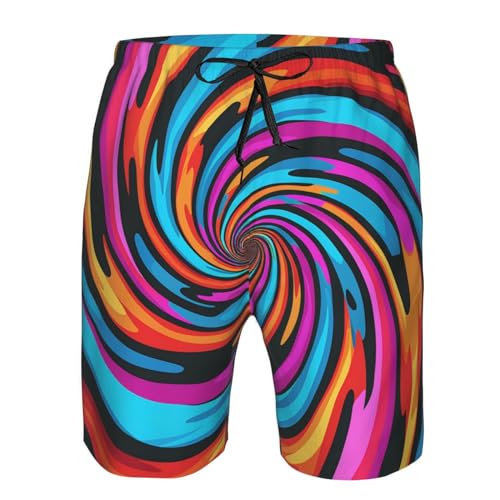 Spiral Trippy Illusion Psychedelic Colorful Mens Swim Trunks Swim Board for Teen Shorts Surf Swimming Beach Trunks Medium