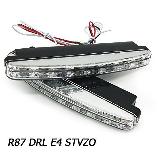 Faros diurnos LED, 12 V, 2 unidades de Faros diurnos con 8 Unidades LED, con certificado E4 R87 y aprobación de las autoridades alemanas (StvzO)