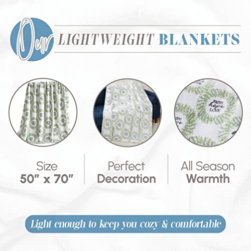 Image of Elegant Comfort Lightweight Printed Throw Blanket- All Season, Ultra Soft, Cozy and Plush- Decorative Throw Blankets, Perfect for Lounging, 50 x 70 inches, Faith, Hope and Love, Throw Blanket