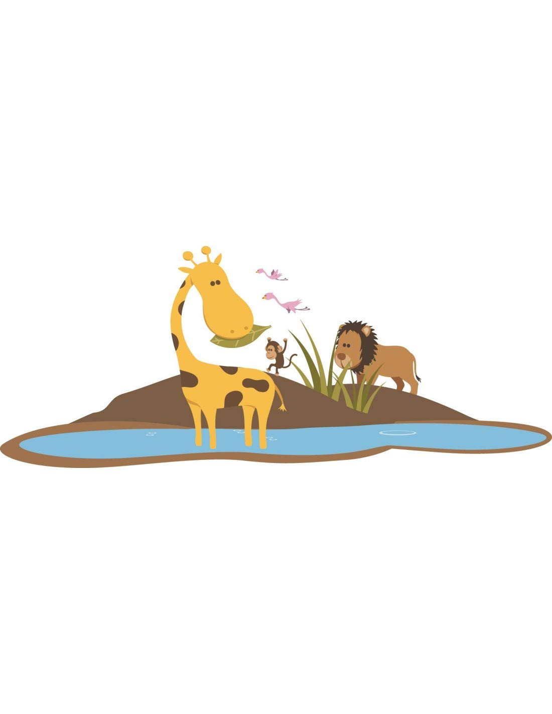 Stickers Savane île de la Girafe 36x14 cm pour relooker un mur blanc sans peinture ni traces