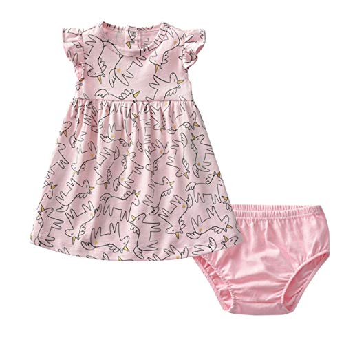 Leideur Infant Girl's Sleeveless Short Sleeve Dress and Pants 2 Pack Sets (Pink, 18-24 Months)