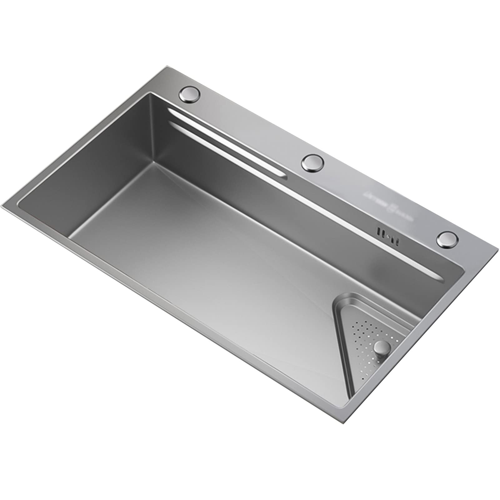 LEYT Single Bowl,Bar Sink Made of Stainless Steel, Undermount Or Undercounter Workstation Utility Sink,with Downpipe (Color : Gun Gray, Size : 75x46cm)