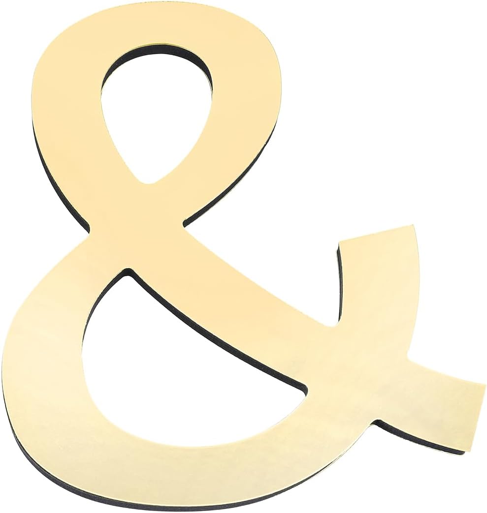 PATIKIL 7.87 Inch 3D Acrylic Alphabet Mirror Wall Stickers Symbol & Self-Adhesive Home Decor Letter Sign Art Sticker Decal for DIY Home Decoration Light Gold