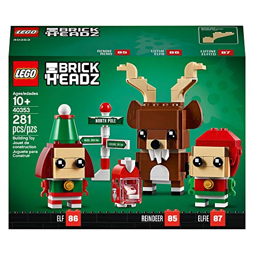 Lego 40353 Brickheadz Reno, Elfo y Elfillo Decoraciones y Adornos Navideños, Set de Construcción para Niños a Partir de 10 años