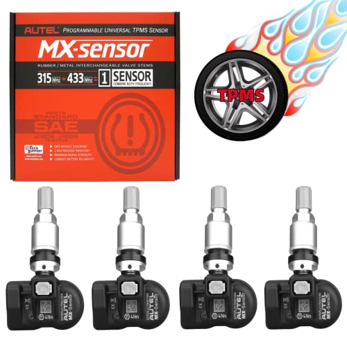 Autel Maxitpms Mx Sensor 4Pcs Dual Frequency 315/433Mhz Metal Stem Tpms Sensor Universal Tire Sensor Programmed By Ts401 Ts408 Ts501 Ts508 Ts601 Ts608 Mk808Ts Mx808Ts Ms906Ts Its600 #TOP12