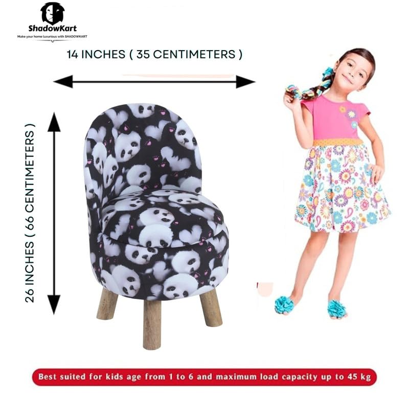 Image of Ottoman Kids pouffe Small Stool for Baby Chair Study Table Stool for Kids Room Baby Sofa Stepstool Children Cartoon Wooden Chair, 14x26 Inch, Black Rose