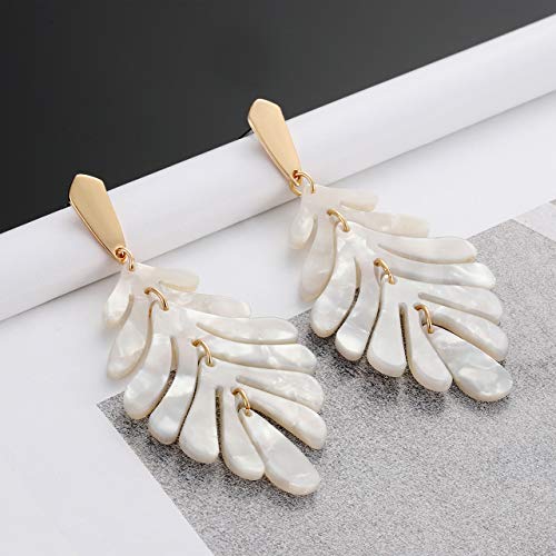 Acrylic Pendant necklace Earrings – Long Statement Leaf Charm Necklace Tortoise Resin Palm Leaf Earrings Fashion Necklaces Earrings for Women3
