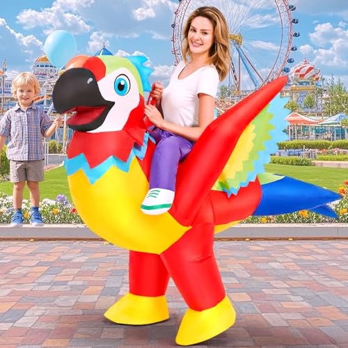 KOOY Inflatable Parrot Costume Adult Parrot Blow Up Costume For Funny Halloween Party Ride On Inflatable Costumes For Men Women, Blow Up Costume For Adults4