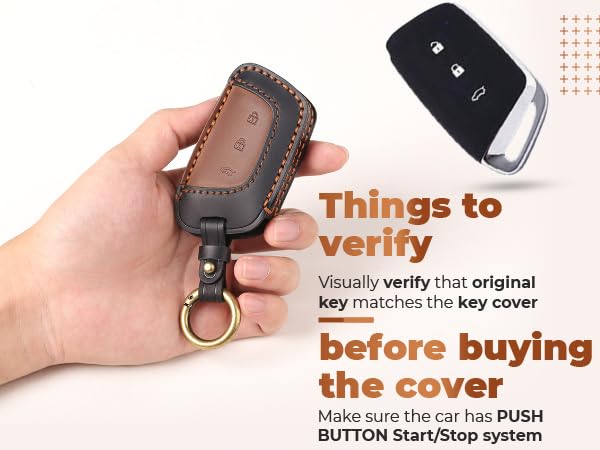 Image of keyzone dual leather key cover for MG Hector 3 button smart key