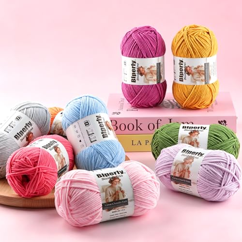 Image of Skinny Chenille Yarn for Crocheting, #2 Brown Thin Baby Blanket Plush Yarn