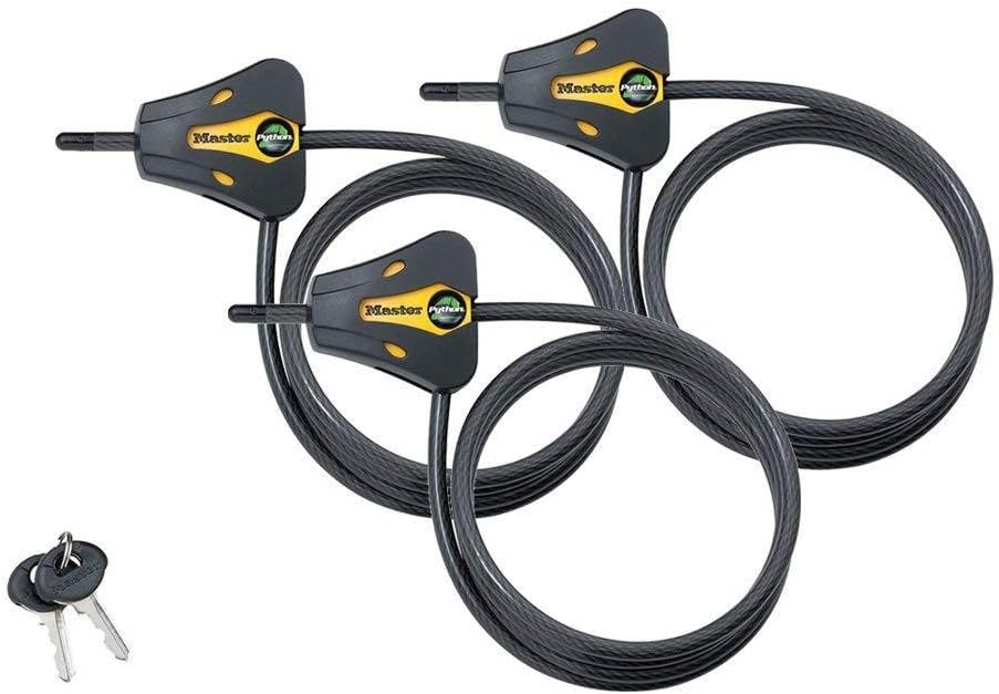 Amazon.com: Master Lock Black Python Steel Cable Lock with Keys, Heavy ...