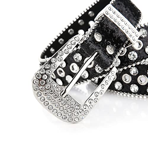 Goth Rhinestones Belts Women PU Leather Straps Rhinestones Belts Cowgirl Girls Fashion Belt for Jeans Men, Approx. 105x3.5cm/ 41.33x1.37in, Blue3