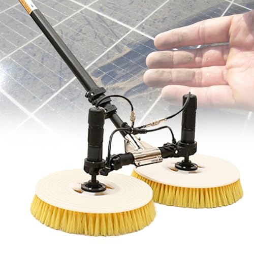 Generico Kit robotizzato per la Pulizia dei Pannelli solari: Asta telescopica, Spazzola a Doppia Testa e Getto d'Acqua per Una Manutenzione efficiente, facilità d'uso e Massima brillantezza.