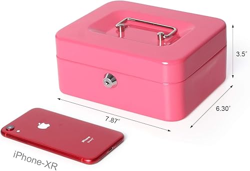 Vista 46 de Caja de dinero pequeña con bandeja de dinero y cerradura, caja de dinero de metal para efectivo, caja de seguridad 7.87 x 6.3 x 3.54 pulgadas