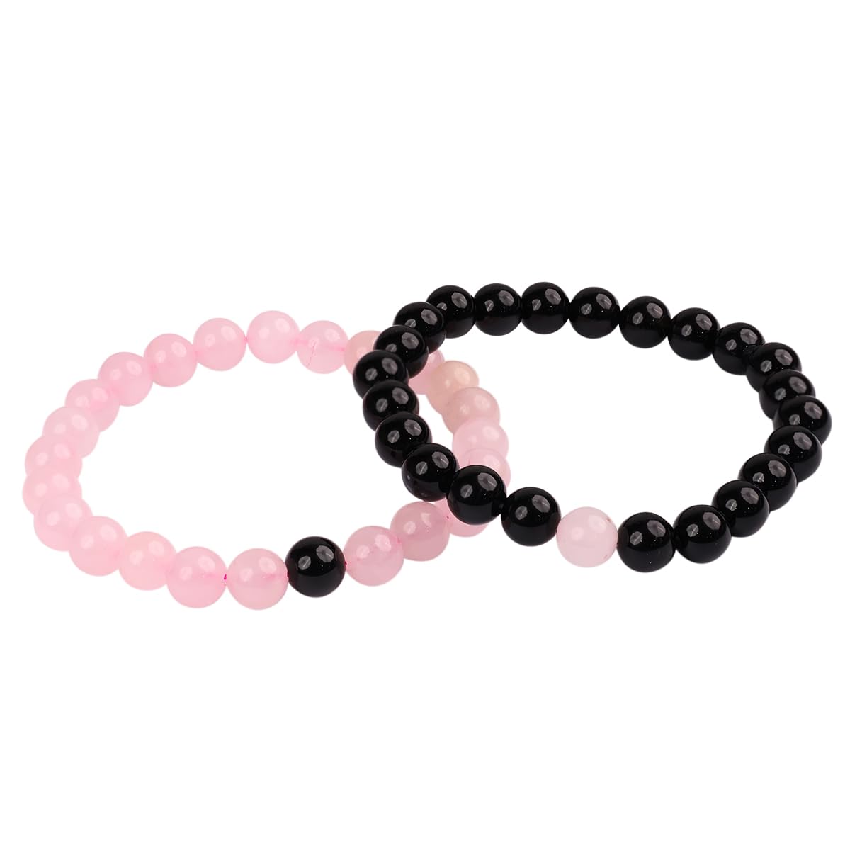 Shubhanjali Healing Crystal Black Onyx Rose Quartz Bracelets 8 MM | His & Her Love Connection Couple Bracelet | King & Queen Relationship Bracelet for Girls Women Men Gift (B08GR43Z51) Amazon Price History, Amazon Price Tracker