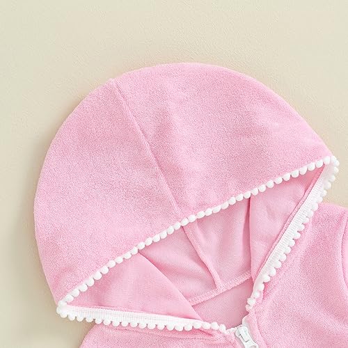 Kids Toddler Girls Swim Cover Up Zip Up Hooded Towel Terry Swimsuit Robe Pool Beach Bathing Suit Wraps Swimwear4