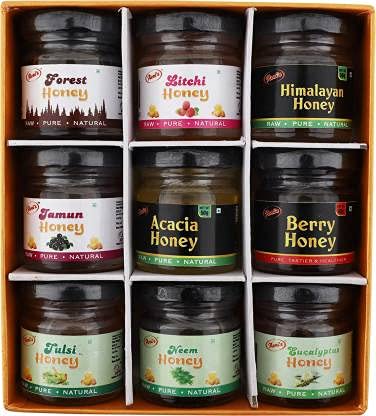 Avni’s Flavoured Honey | 9 Different Flavours | Gifting Pack | 450 g (Pack of 9, 50 g Each)