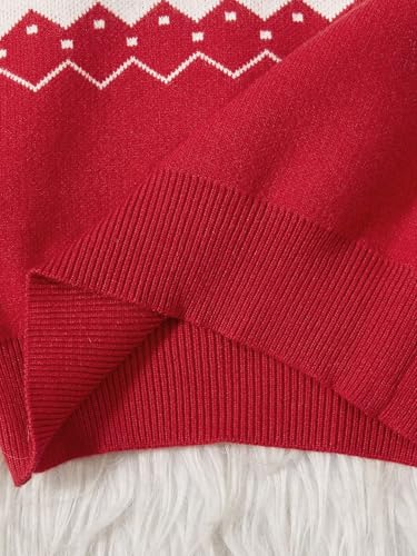 Image of Girls Christmas Pullover Sweaters Reindeer Elk Snow Long Sleeve Crew Neck Chunky Tops