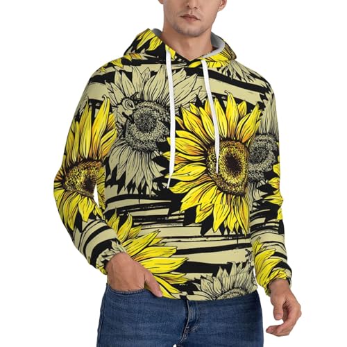 Sweat à capuche en polaire imprimé floral et animalier pour homme avec poche