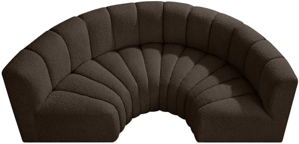 BOWERY HILL Contemporary Modular Sectional Sofa, 88" W x 43" D x 30" H, Brown Boucle Fabric, Deep Channel Tufting, Versatile Living Room Furniture for Custom Configurations