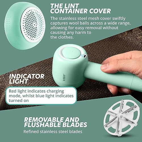 Image of VGR Lint Remover - Bobble Remover for Clothes, Fabric Shaver, Jumper Debobbler, Electric Fuzz Defuzzer, Fluff Cleaner, Portable Wool Depiller, Garment Restorer, Clothing Renewal Tool