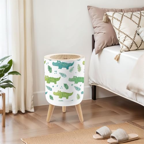 Caneca de basura pequeña con tapa y decoración cocodrilo 1.8 gal miniatura 5