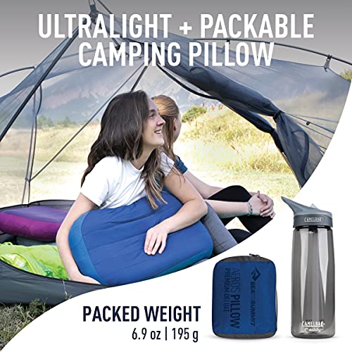 Image of Sea to Summit Aeros Premium Inflatable Travel Pillow, Deluxe, Navy Blue