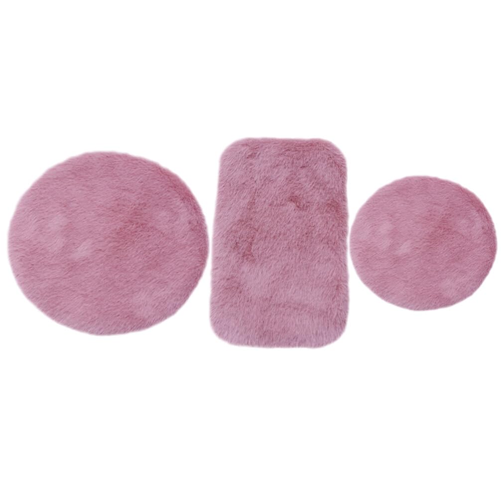 Happyyami Mini House Floor Mats Set of 3 Soft Plush Miniature Rugs for Dollhouse Decoration Small House Accessory 6.69X3.94 Inch