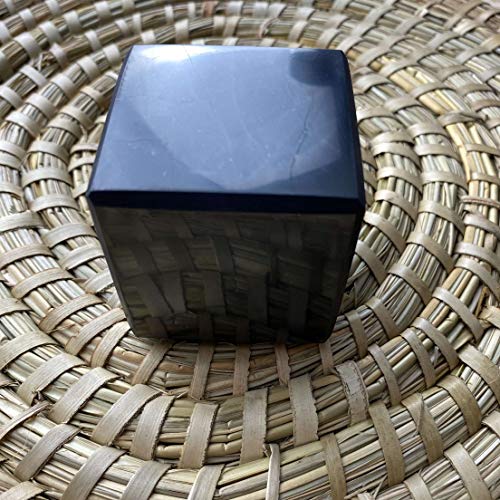 Cubo pulido Shungite 10 cm  rico en Fullerenes Protección contra EMF, piedra auténtica de Rusia, equilibrio de energía en el chakra de meditación  Naturesupplies