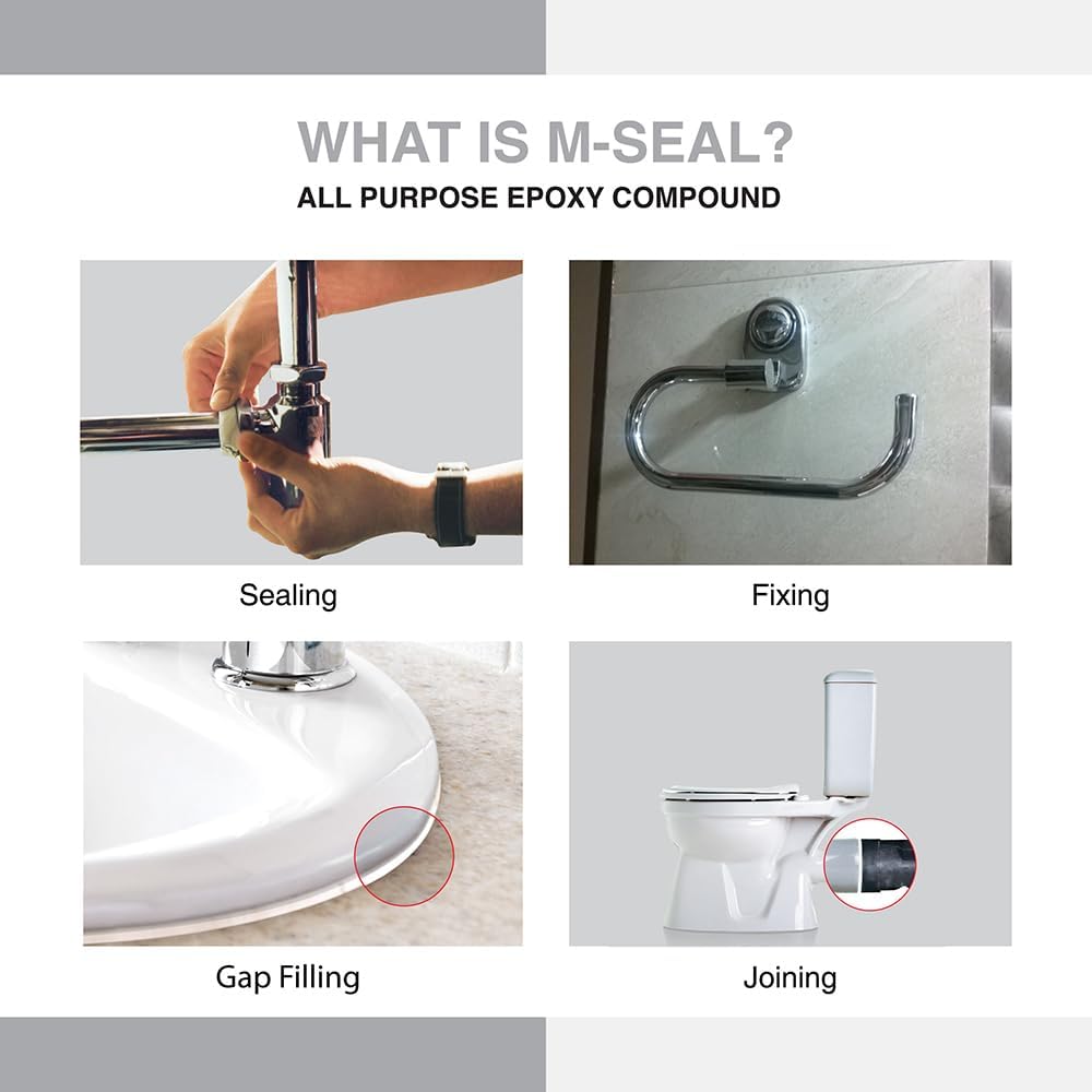 PIDILITE M-SEAL SANITARY White Putty for Plumbing, Auto Work - Pack of 5 (200 g Each) 1