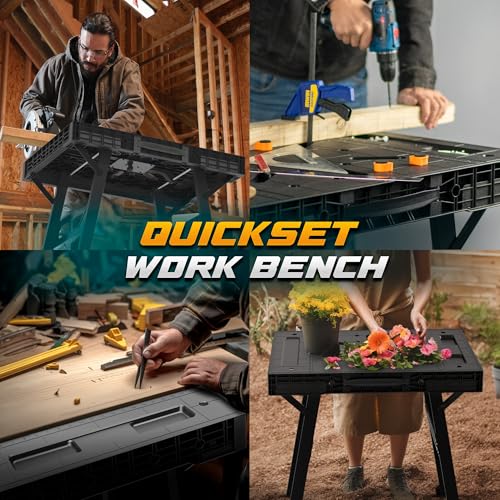 Foldable Work Bench,Easy Step Protable Work Table,34" W x 25" D x 31" H Lightweight Workbench wih 1650LBS,Work Benches for Garage,Work Bench Suitable for Garage,Workshop and Home (Black) - Image 6