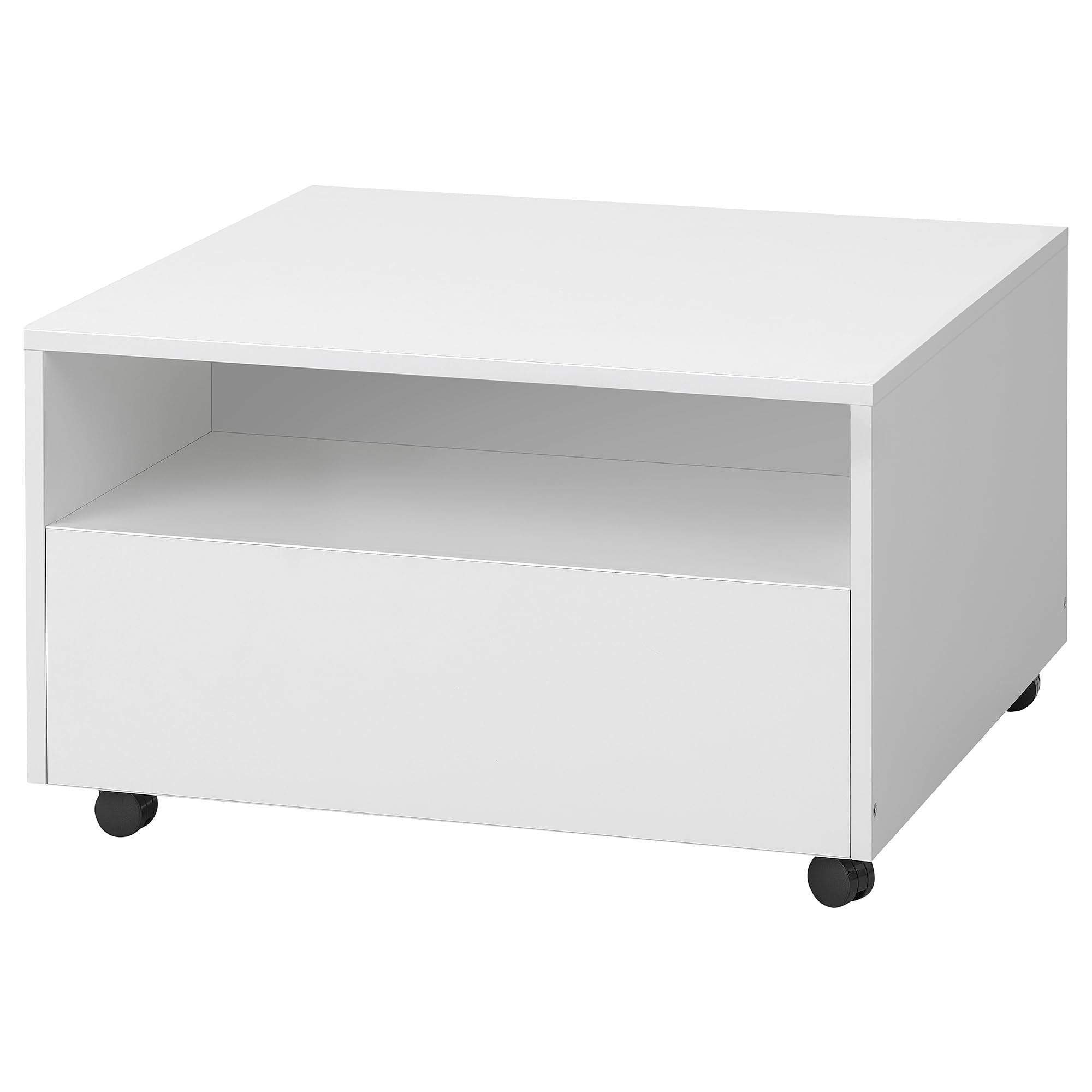 Table basse minimaliste GARNANÄS blanche 65x65 cm style épuré