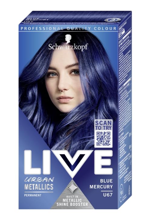 Schwarzkopf LIVE Urban Metallics, Blue Mercury U67 Permanent Hair Dye Pack of 2