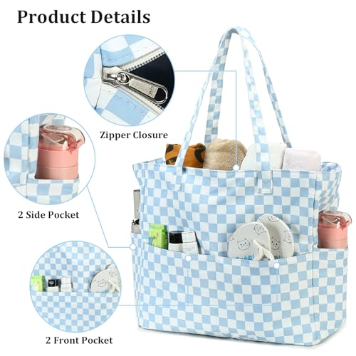 Image of LEDAOU Beach Bag Waterproof Sandproof Women Beach Tote Pool Bag with Zipper for Swim Gym Grocery Travel with Wet Pocket | Sandproof