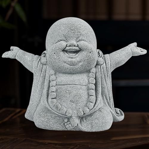 Estatua de Buda Risueño en Piedra Arenisca PineHaven
