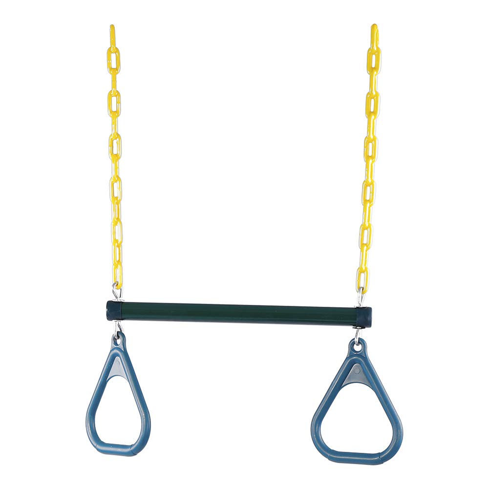 Altalena a Trapezio con Anelli per Bambini, Trave in Acciaio e Anelli in Plastica, Facile Installare e Riporre, per Uso Domestico e Giardino