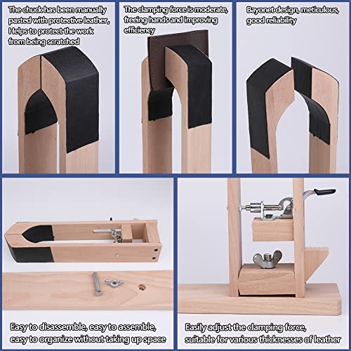 Image of Lunarm Stitching Pony Leather Stitching Pony Table Desktop Working Clamp | Beech Hardwood Stitching Pony for Leather Working Leathercraft, DIY Projects, Shoe Repair, Harness /Saddlery Work