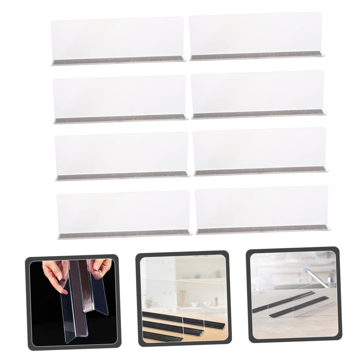 HIAKDOFT Regaltrenner - 4-teilige Magnetische PVC Trennwände Transparent