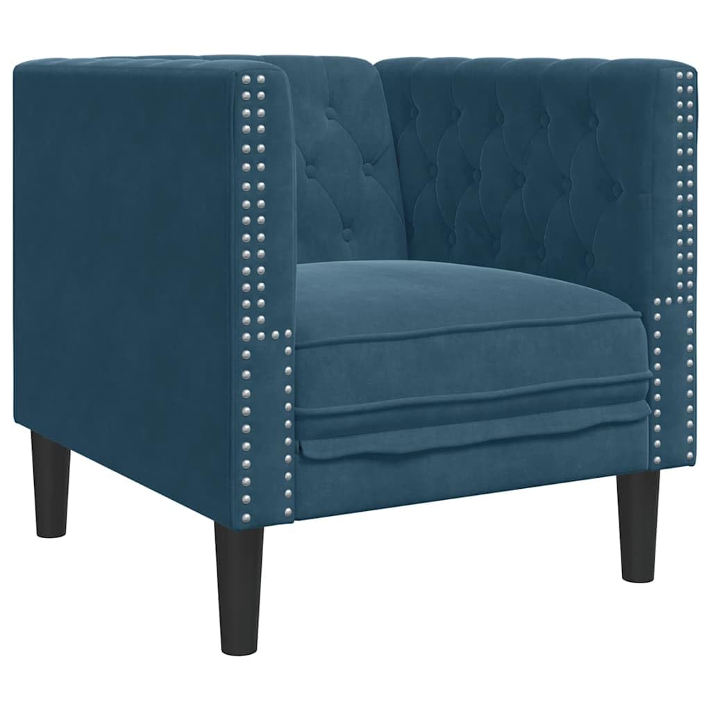 vidaXL Chesterfield Sessel, Loungesessel mit Knopfheftung, Polstersessel Relaxsessel für Wohnzimmer, Clubsessel Cocktailsessel Sofa, Blau Samt
