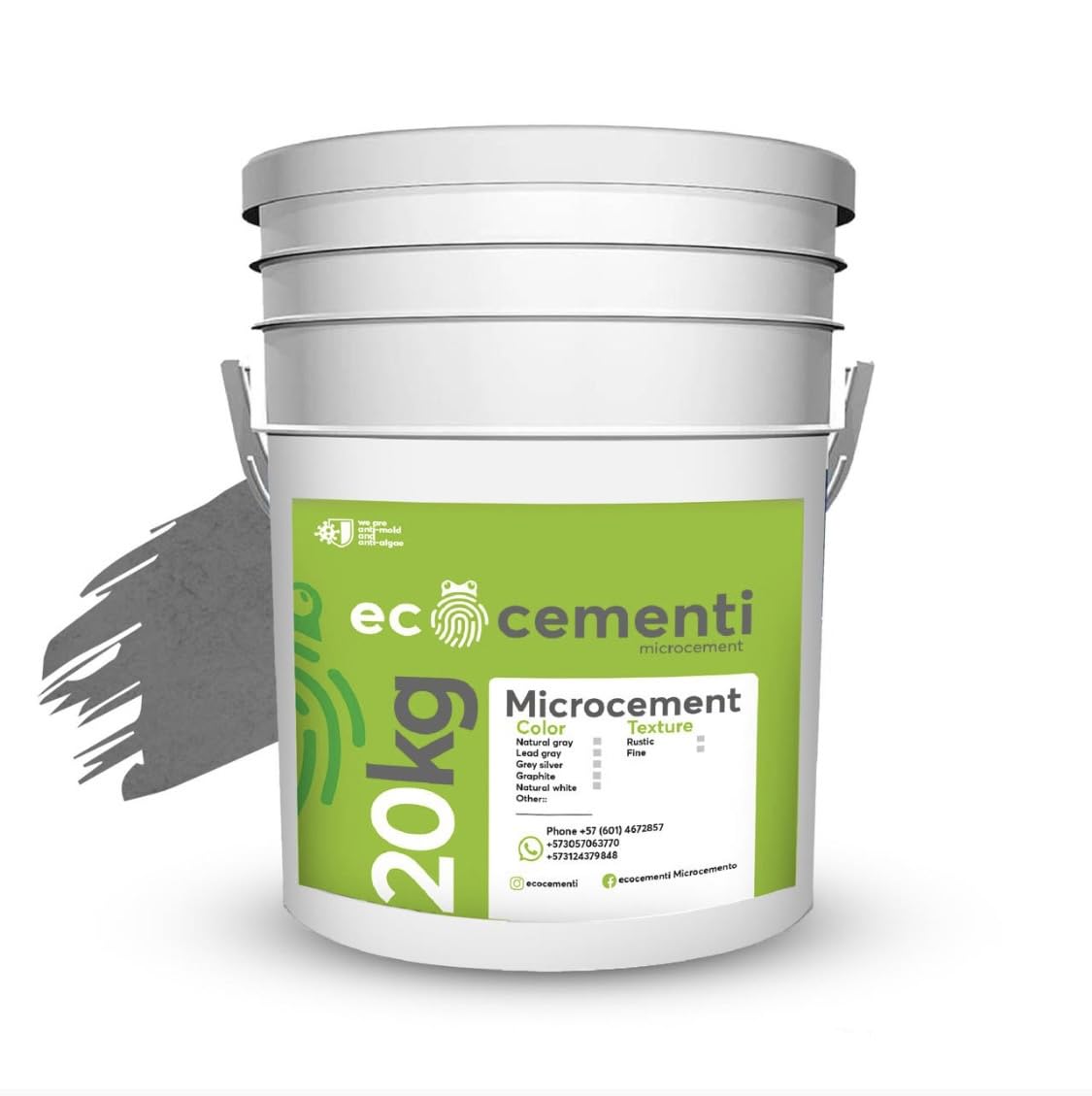 Microcement Continuous Coating for Walls and Floors - Versatile, Durable, and Elegant Surface for Home and Office Renovations (Natural Lead Gray, 44.09 lb)
