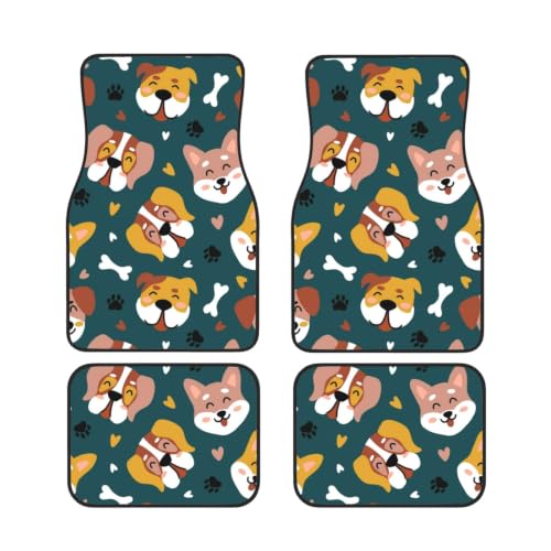 Alfombrillas para coche con lindos perros y corazones de amor juego de 4 piezas que alegra tu viaje
