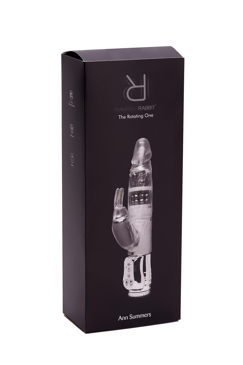 Ann Summers,Vibratore Rampant Rabbit Vibrator, quello rotante con perline da massaggio e vibratore a punta curva, funzionamento a batteria,Trasparente