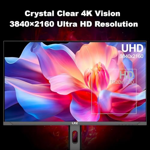 Image of LXZ 27 Inch 4K Gaming Monitor 144Hz IPS Computer Screen UHD 3840x2160 | for Home Office & Gaming FreeSync & G-Sync Compatible, HDMI 2.1 & DP 1.4, Height Adjustable, Wall Mountable, Eye Care