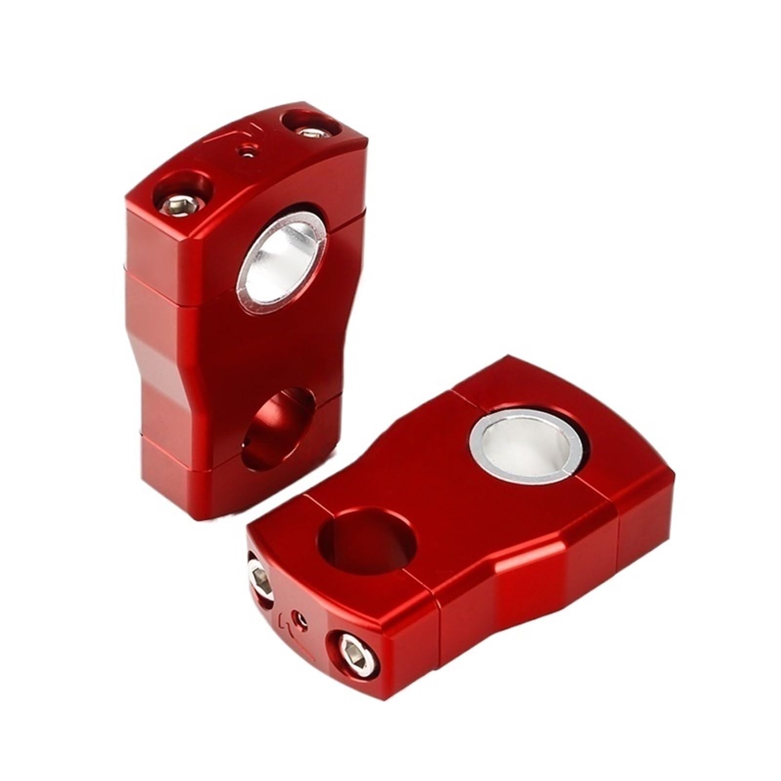 EHYSYN Handlebar Risers 2" Height Ski ATV UTV Quad 22mm 28mm Bar Clamp(2 inch red)