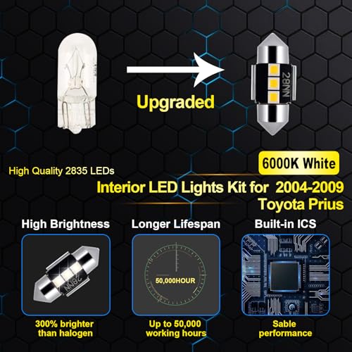 Luces LED interiores para Toyota Prius 2004-2009 kit 11 piezas miniatura 4
