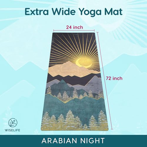 Image of Wiselife MicroFiber & Natural Rubber Foldable Yoga Mat + Carry Strap | Extra Thick Extra Long,Extra Wide Exercise floor Mat For Gym, Workout, Fitness | Natural Rubber Yoga Mat (1MM, Arabian Night)